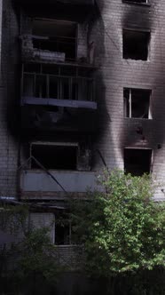 Vertical Video of War in Ukraine  Destroyed House