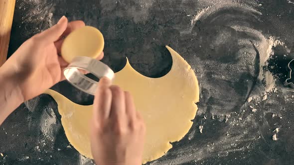 Woman Prepares Butter Cookies at Home in the Kitchen