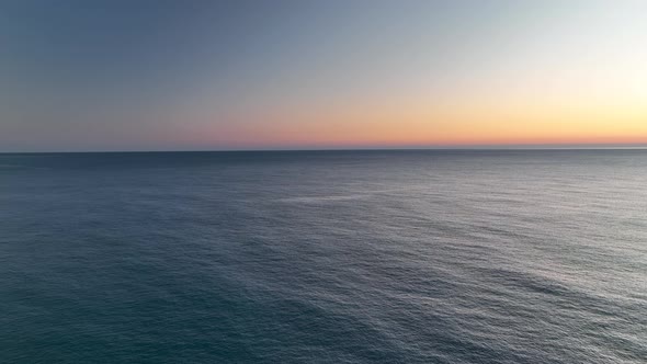 Colorful Panorama sunset over the Sea Aerial View 4 K Alanya Turkey