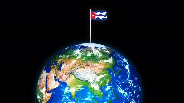 Cuba Flying Flag On The 3d Rotated Planet Earth