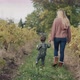 A Woman Leads Her Son By the Hand Walking Through the Vineyard - VideoHive Item for Sale