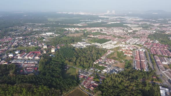 Panorama view residential near green tree plantation