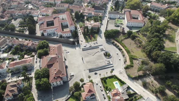 Reveal Dukes Of Braganza Palace, Downtown Guimaraes Portugal, Unesco, Orbit Circling Aerial