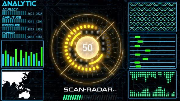 Technology radar HUD motion background. Vd 02