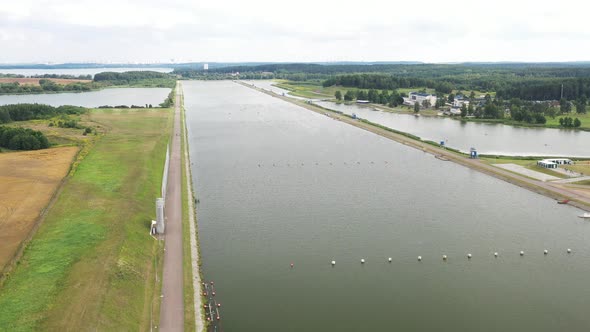 Top View of the Rowing Canal in the City of Zaslavl Near Minsk