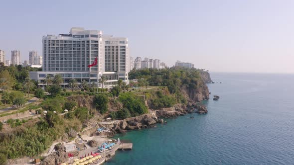 Modern Residential and Office Buildings Along Mediterranean Sea Coastline in Turkey