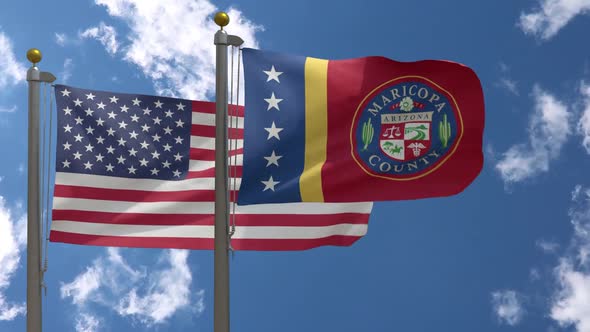 Usa Flag Vs Maricopa County Flag Arizona  On Flagpole