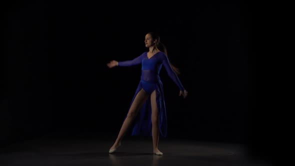 Ballerina Dancing Elements of Ballet. Slow Motion