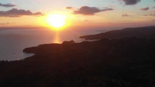 4k 30fps Sunset In The Caribean Bay In The Mountains Meked With A Drone