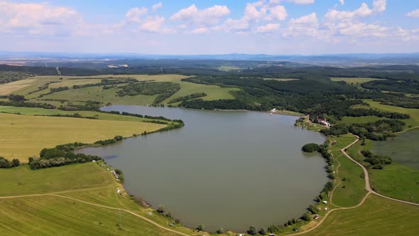 Aerial view of the Luborec reservoir in Slovakia