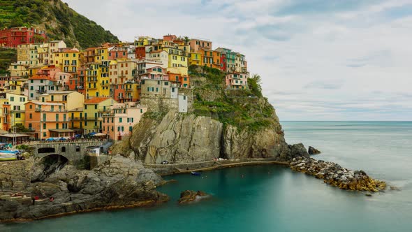 Time Lapse of the beautiful and scenic seaside village of Manarola in Italy.