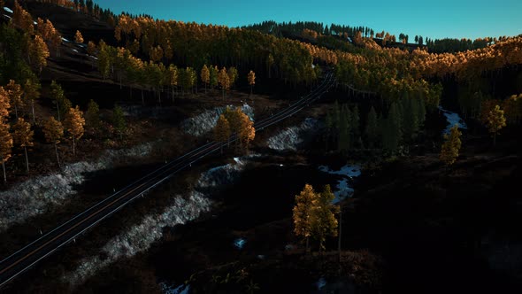 Aerial Panoramic Landscape View of a Scenic Road in Canadian Mountains