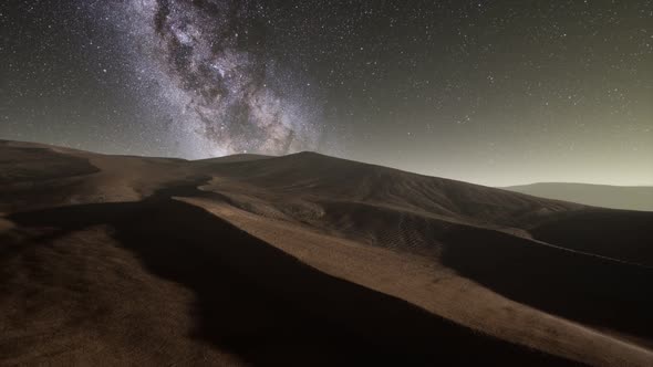 Amazing Milky Way Over the Dunes Erg Chebbi in the Sahara Desert