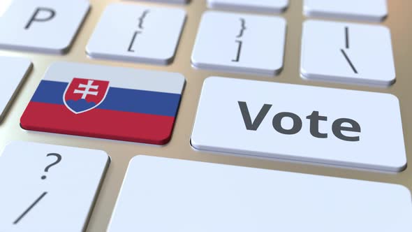 VOTE Text and Flag of Slovakia on the Buttons