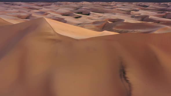 Aerial View of Sand Dunes in Gobi Desert Mongolia