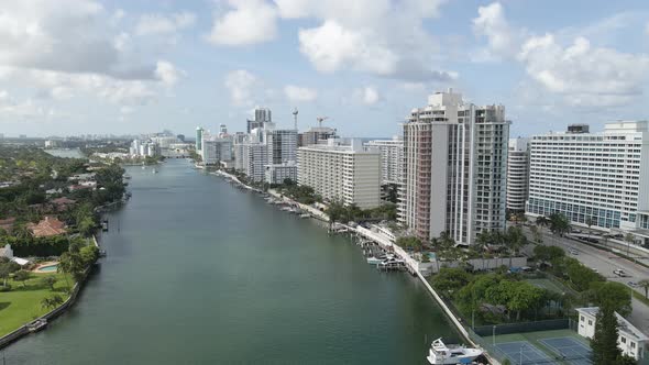 Drone Flyover Miami Beach buildings