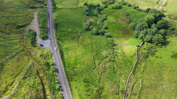 Aerial View of the Road Between Ardara and Killybegs in County Donegal  Republic of Ireland