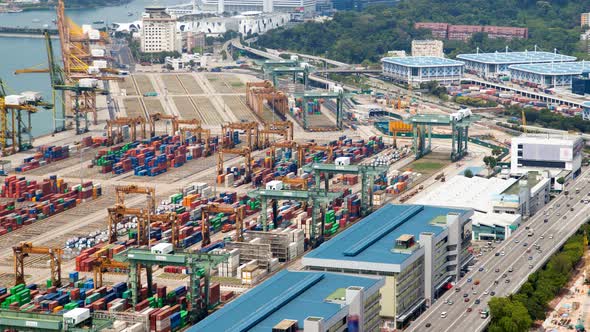 Logistics in Port Terminal Singapore Time-lapse