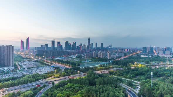 Time lapse of cityscape in nanjing city