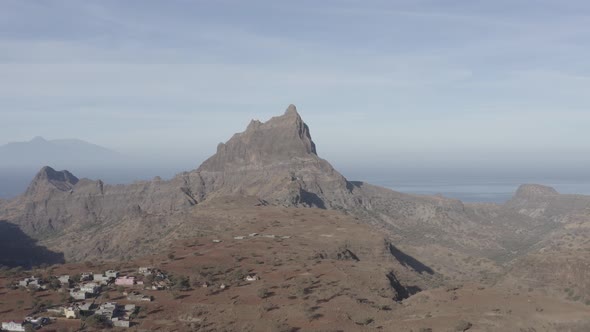 Aerial ungraded view of Brianda mount in Rebeirao Manuel in Santiago island in Cape Verde