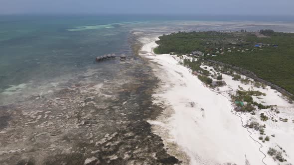 Ocean Low Tide Near the Coast of Zanzibar Island Tanzania