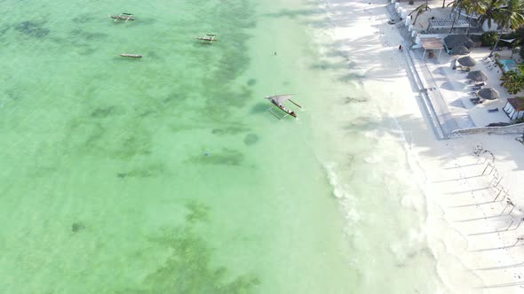 Boats in the Ocean Near the Coast of Zanzibar Tanzania