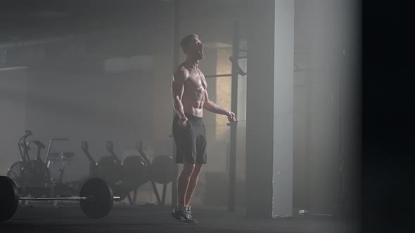 Portrait of Young Male Athlete Skipping Rope