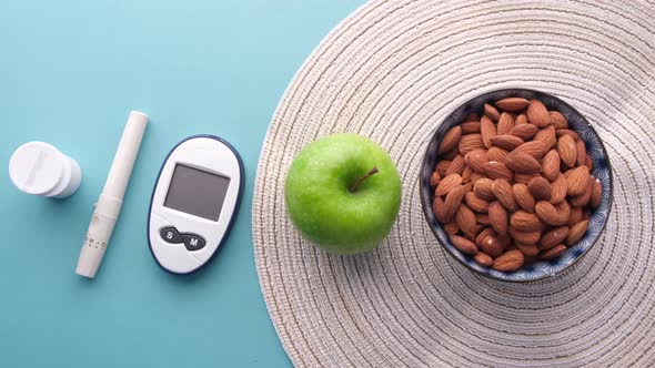 Diabetic Measurement Tools Apple on Table