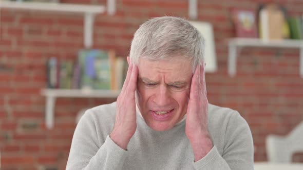 Tired Senior Old Man Having Headache 