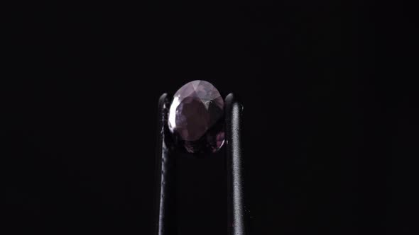 Natural Pink Spinel Gem Stone on the Turning Table