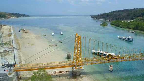 The Yellow Bridge Connecting Nusa Lembongan and Cennigan Islands in Bali