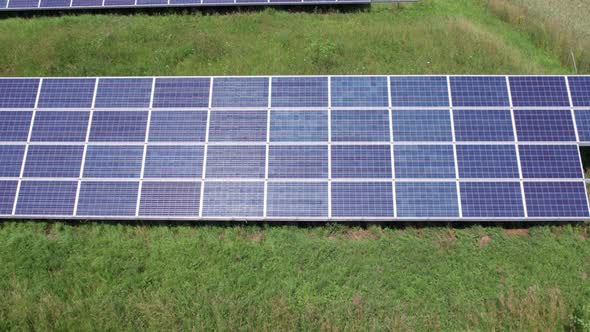 Ecology solar power station panels in the fields green energy at sunset landscape electrical innovat