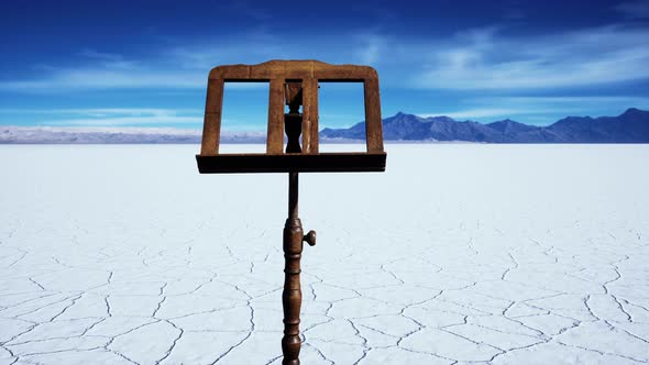 an Old Music Stand is on White Salt Desert