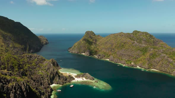 Tropical Seawater Lagoon and Beach Philippines El Nido