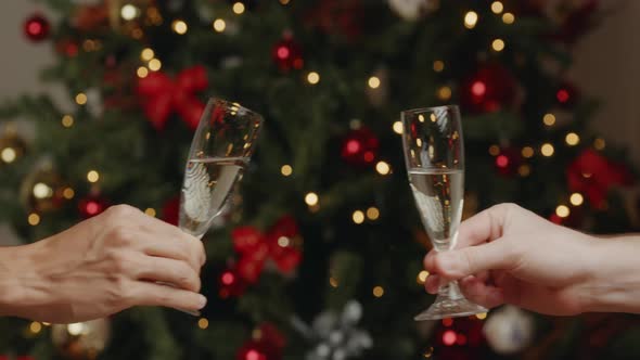 Making a toast with champagne for new year