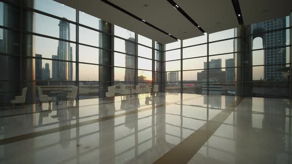 Luxury Empty Restaurant in Dubai During Sunset