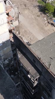 Vertical Video of a Destroyed Building in Borodyanka Ukraine