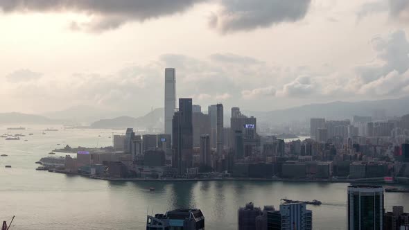 Timelapse Hong Kong Yau Tsim Mong District with Skyscrapers