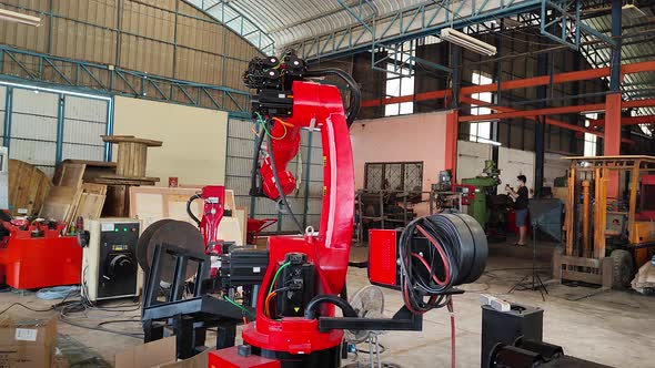 Industrial Robotic Arm. Industrial Robot Arm For Welding And Assembling