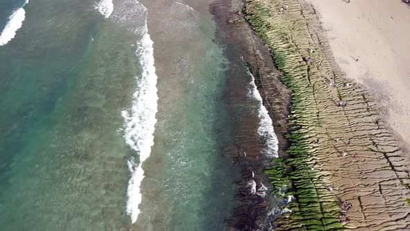 Drone fly over sea coast