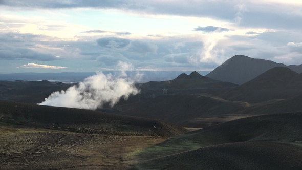 Iceland. Volcanic activity, Earth Geothermal area , fumaroles volcanic boiling mud pots.