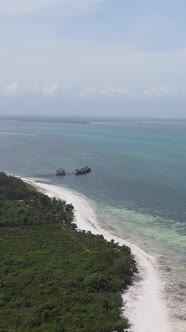 Tanzania  Vertical Video of the Ocean Near the Coast of Zanzibar Slow Motion