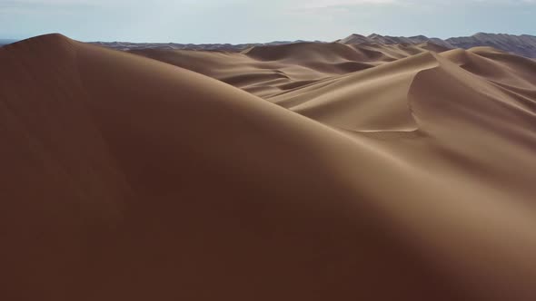 Aerial View of Sand Dunes in Gobi Desert, Mongolia
