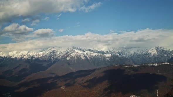 Timlapse Shot of Sochi Mountains with Clouds Floating