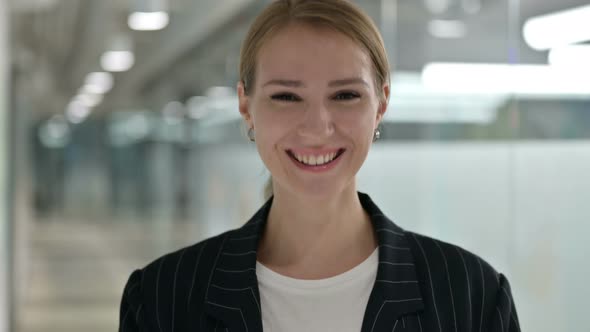 Portrait of Attractive Businesswoman Saying No By Head Shake