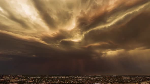 Spectacular thunderstorm lightning strikes dark night, rain