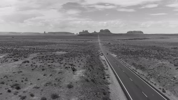 Amazing Aerial View of Road to Monument Valley