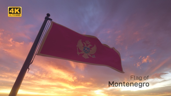 Montenegro Flag on a Flagpole V3 - 4K