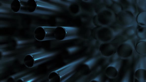 Stack of metallic pipes - 3d animation