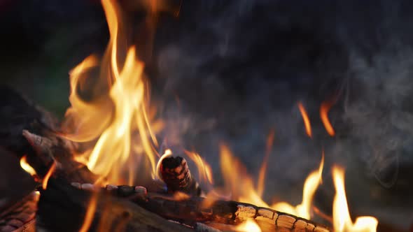 Close up of a campfire